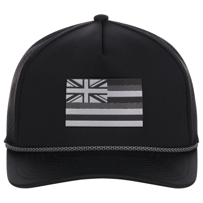 Local Crowns Hawaii Reflective 5 Panel Tech w/Rope - Black
