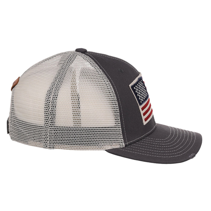 Local Crowns USA Torn & Tattered Trucker - Grey/White