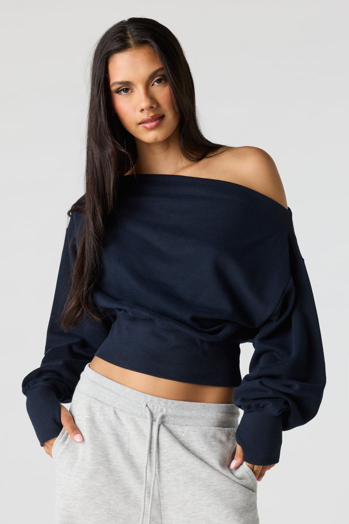 Luxe French Terry Off Shoulder Sweatshirt