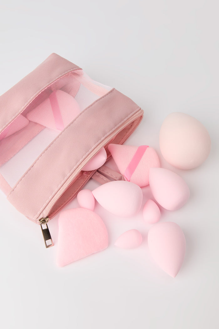 Makeup Bag & Sponge Set (14 Pcs)