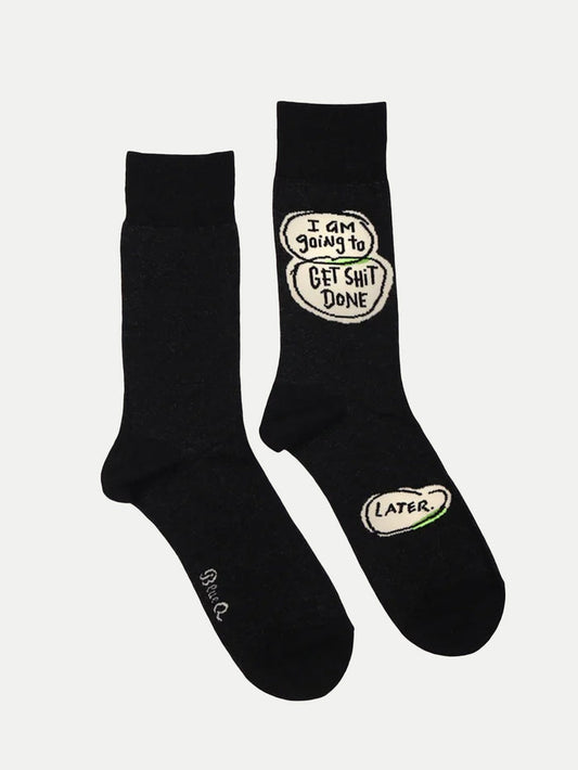 Mens Socks - Get Shit Done Later | Black-Image 1