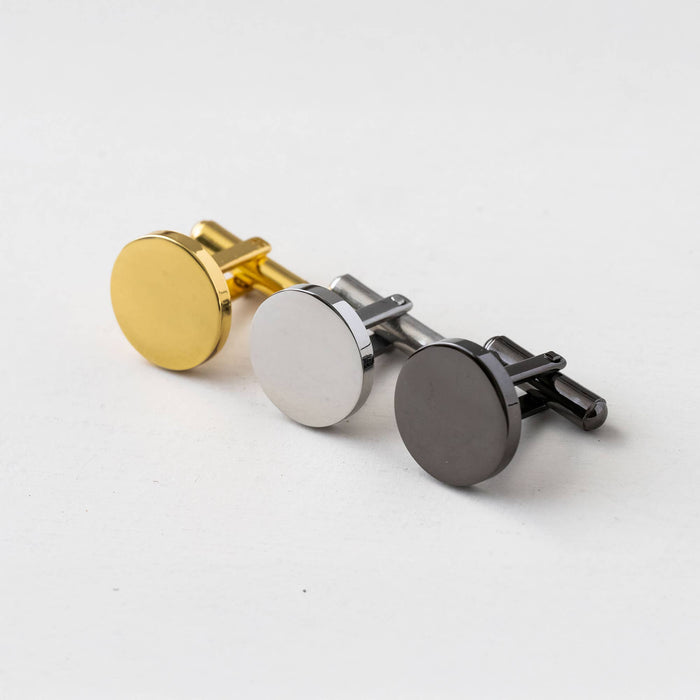 Metal Cufflink & Tie Clip with Wooden Box: Silver