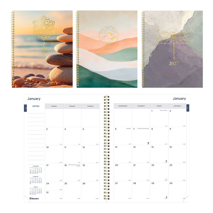 Minimalist Monthly Planner, 2027, 14 Months, Assorted Designs C701PT.ASX-27 Blueline