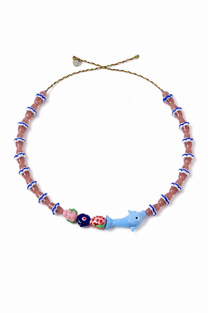 MIXED GLASS BEAD NECKLACE & BAG CHARM