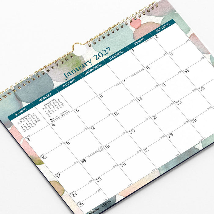 Monthly Wall Calendar, Splash, 2027 C171114-27 Blueline