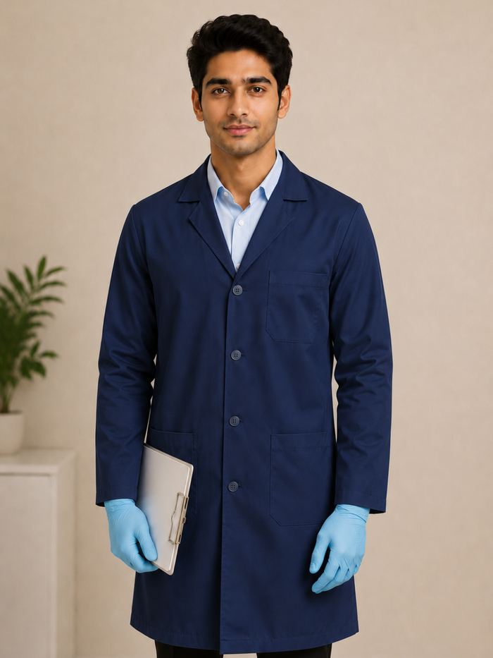 NAVY BLUE FULL SLEEVE LAB COAT FOR MEN