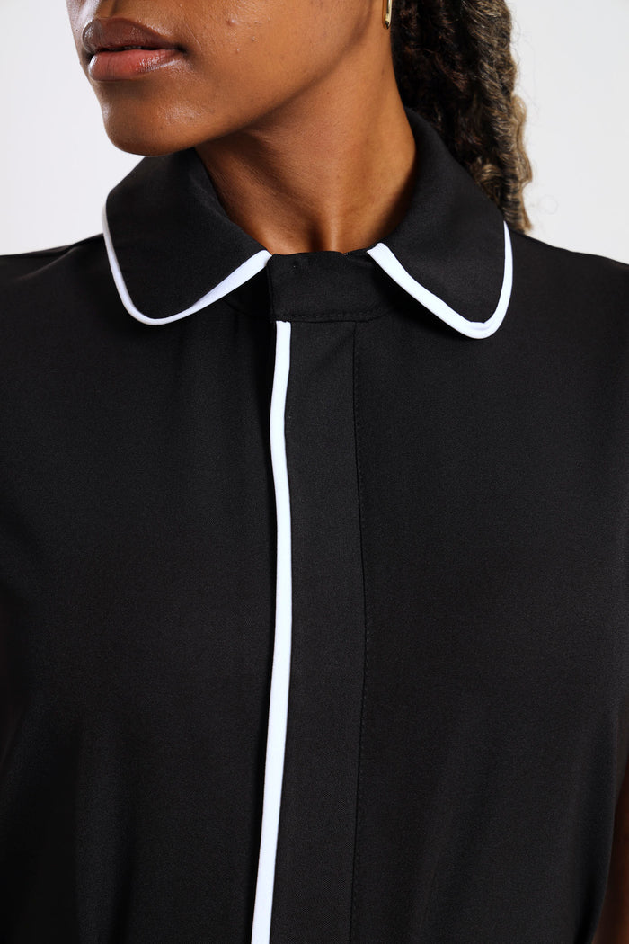 NEW LADIES SLEEVELESS MODEST DRESS WITH BINDING DETAIL - Greens Medi Scrubs South Africa - Premium Medical Uniforms & Apparel - Delivery Across SA