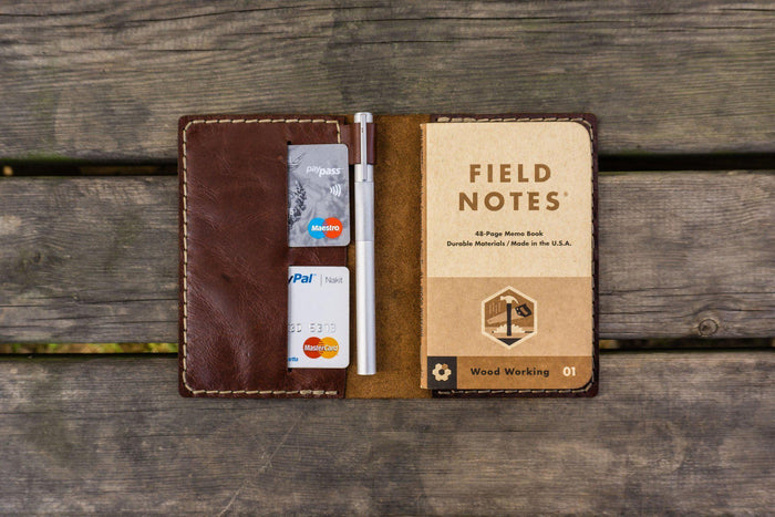No.33 Personalized Leather Field Notes Cover - Brown