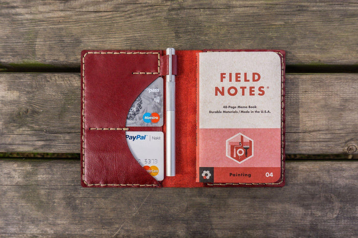 No.44 Personalized Leather Field Notes Cover - Red