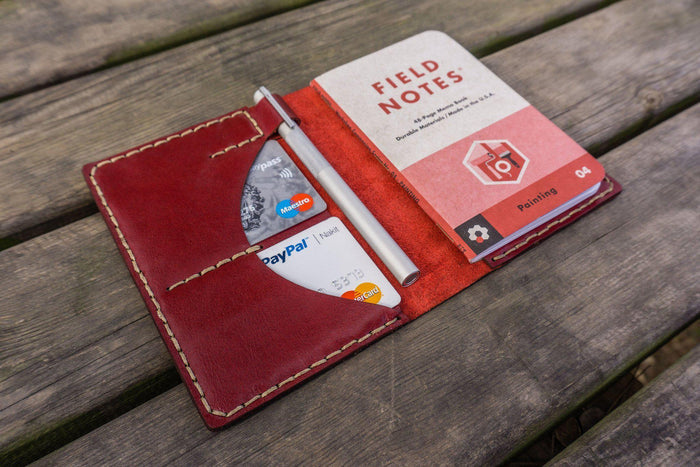 No.44 Personalized Leather Field Notes Cover - Red
