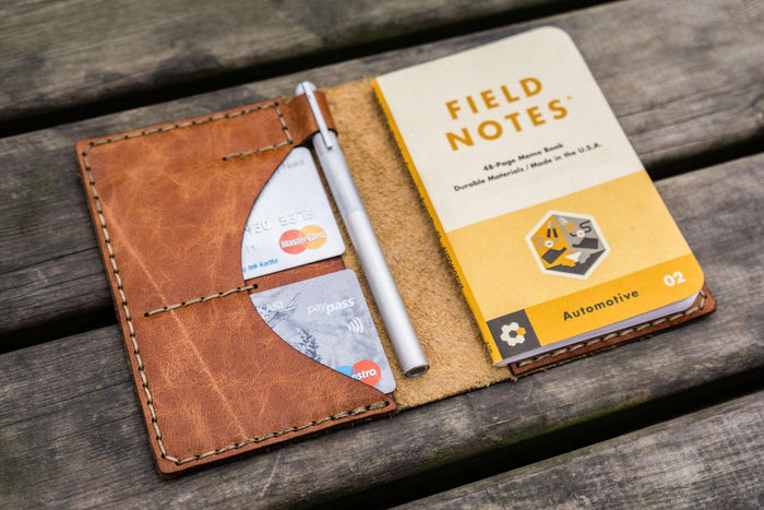 No.44 Personalized Leather Field Notes Cover - Rustic Brown
