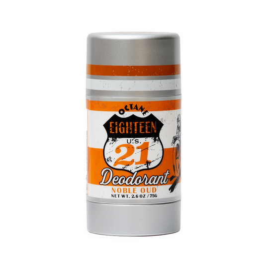 Novle Oud Deodorant stick with orange and white label on a white background
