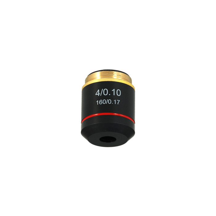 Objective Working Distance 21.5mm 4X Achromatic Objective, SKU BM05063211, three quarter front view