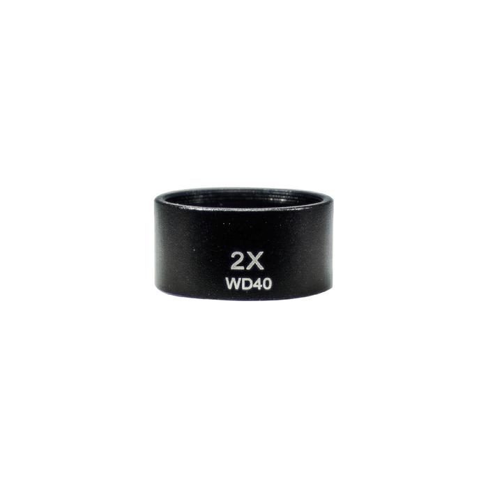 Objective Working Distance 40mm 2X Objective, SKU MZ19034611, three quarter front view