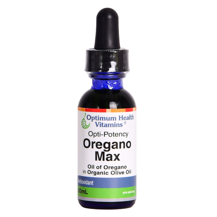Dropper Bottle of Optimum Health Vitamins Opti-Potency Oregano Max 30ml