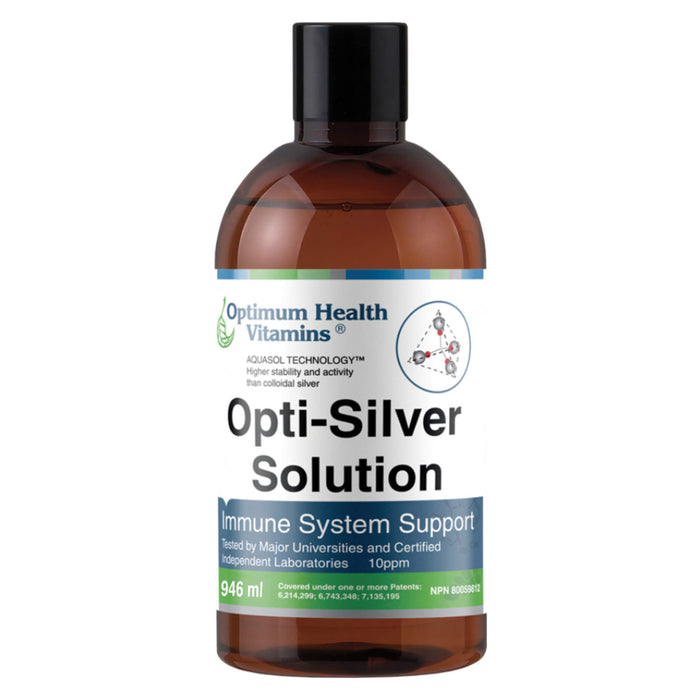 Bottle of Optimum Health Vitamins Opti-Silver Solution 946mL