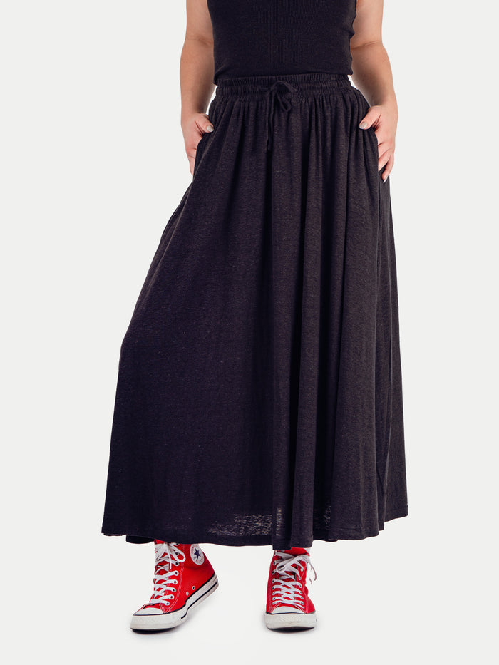 Organic Hemp Bamboo Maxi Skirt | Black-Image 1