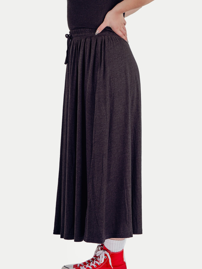 Organic Hemp Bamboo Maxi Skirt | Black-Image 2