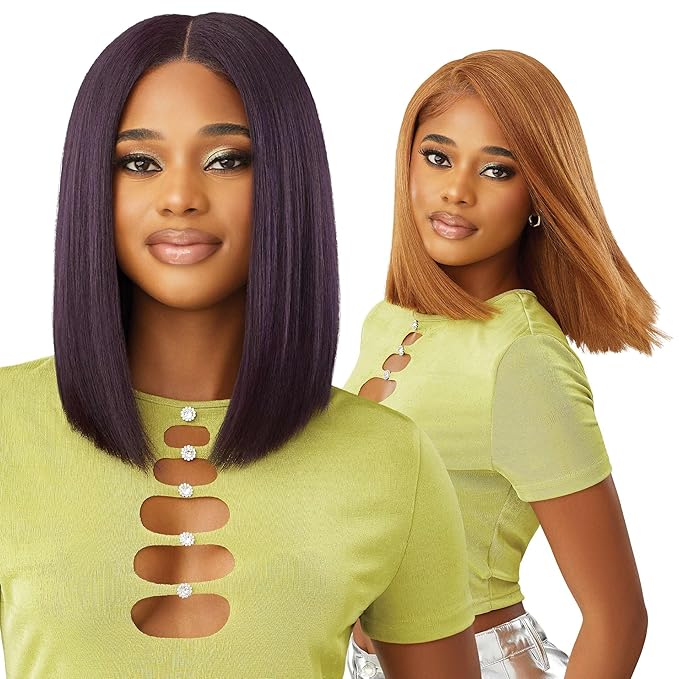 Outre 6X5 Pre-Cut Lace Closure Wig - Human Hair Blend - Yaki Straight Bob 14"