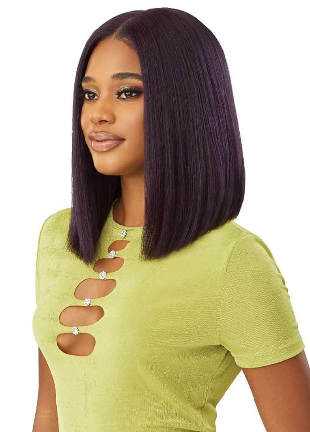 Outre 6X5 Pre-Cut Lace Closure Wig - Human Hair Blend - Yaki Straight Bob 14"
