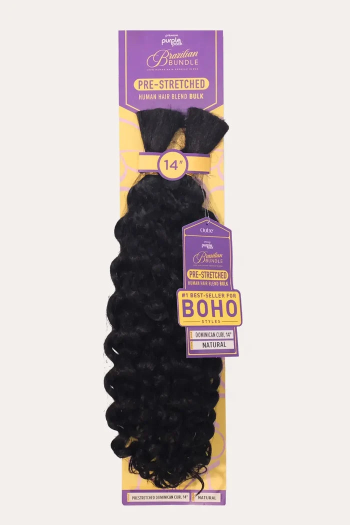 OUTRE PURPLE PACK BRAZILIAN PRE-STRETCHED DOMINICAN CURL BULK 14" OUTRE