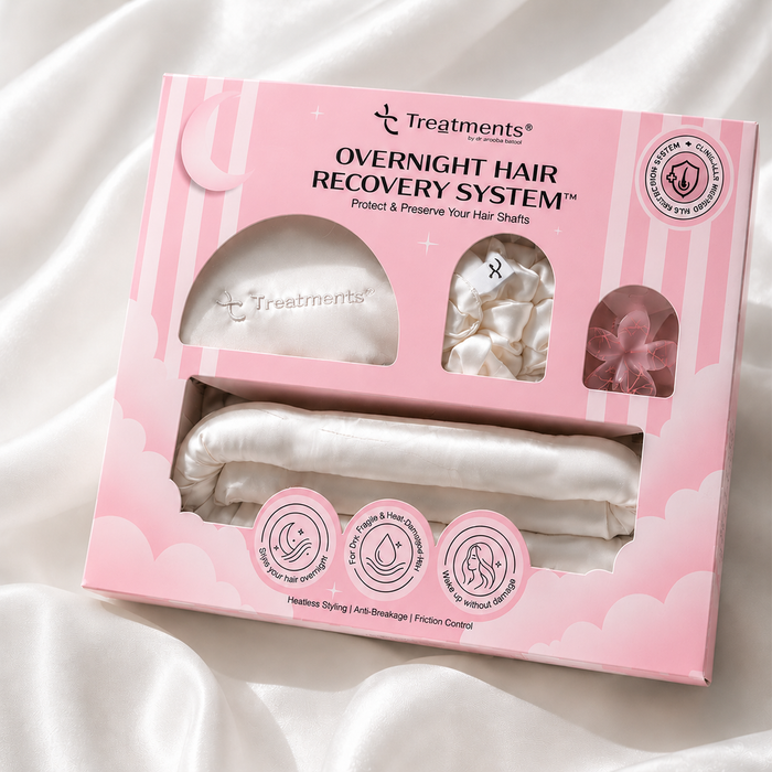 Overnight Hair Recovery System – Silk Pillowcase, Heatless Curler, Scrunchies & Clip Set