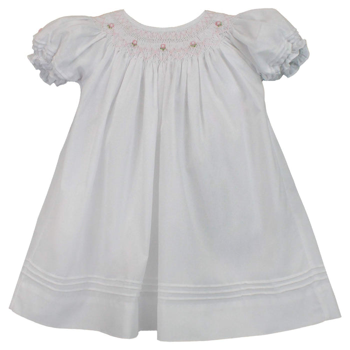 Petit Ami White Simple Smocked Daygown