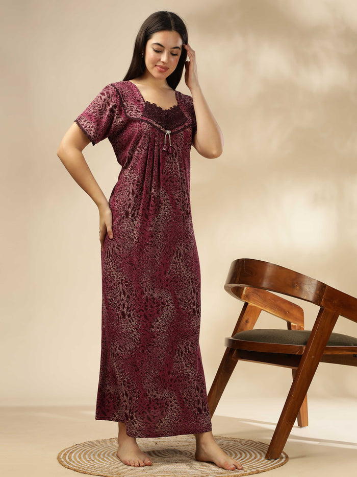 Pink Alpine Pleated Designer Nighty for Women
