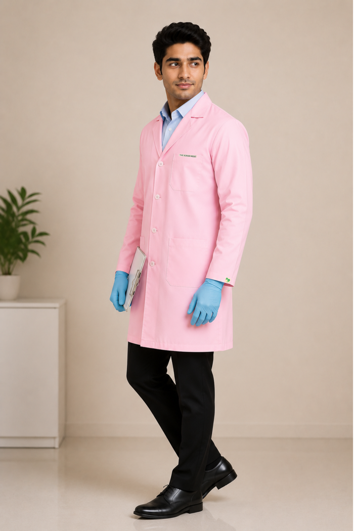 PINK FULL SLEEVE LAB COAT FOR MEN