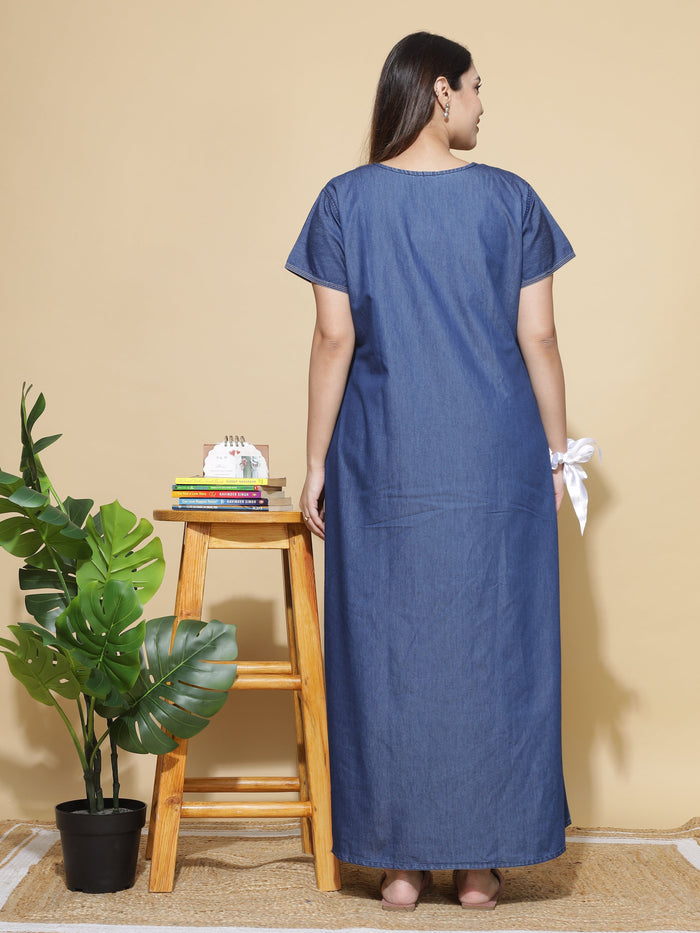 Comfortable Trendy Dark Blue Denim Nighty