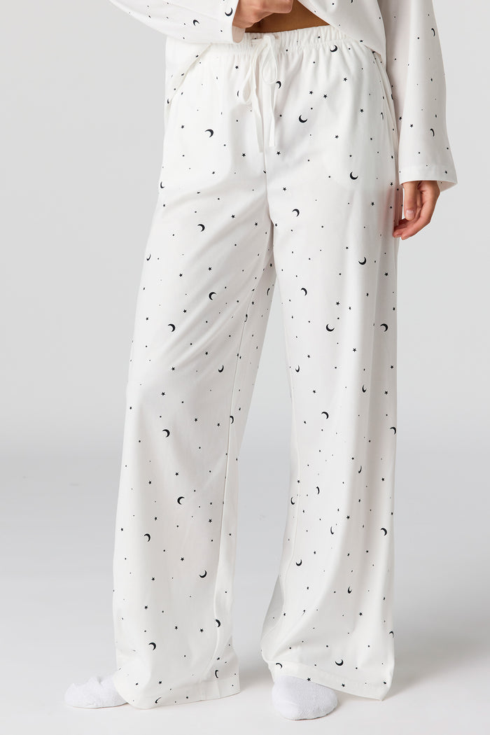 Printed Button-Up Top & Pajama Pant Set