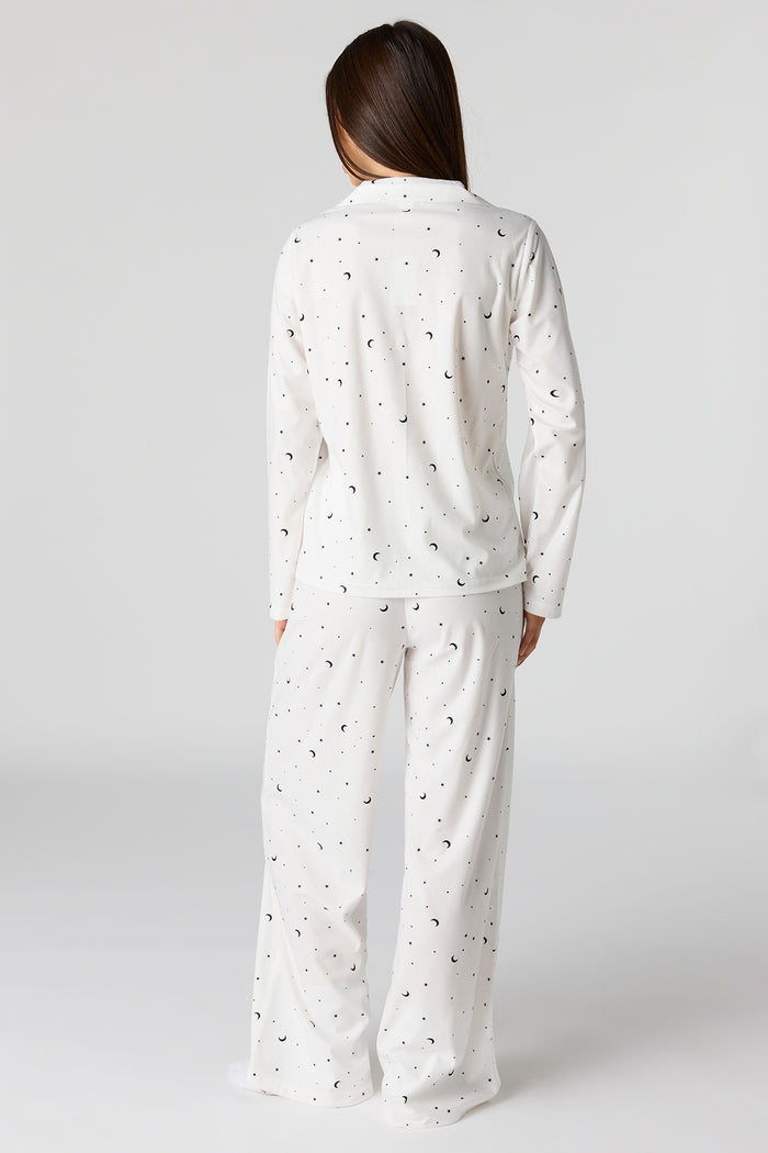 Printed Button-Up Top & Pajama Pant Set