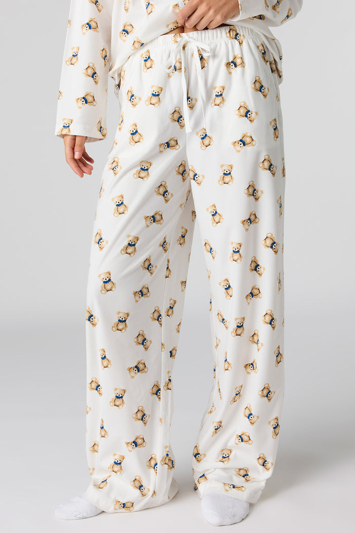 Printed Button-Up Top & Pajama Pant Set