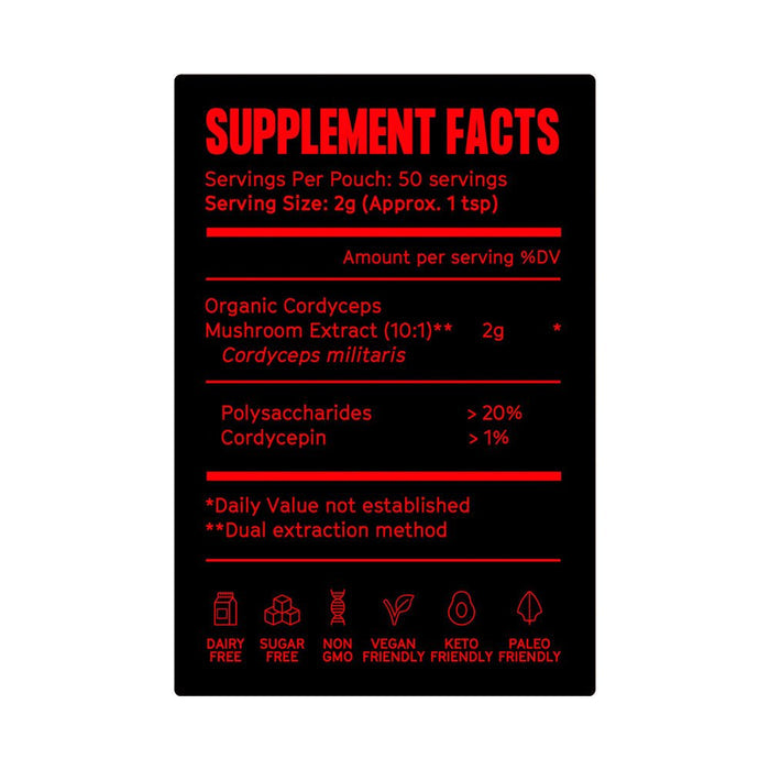 Pure Filth Cordyceps Mushroom Extract Powder 100g (50 Servings) - Beauty Tribe