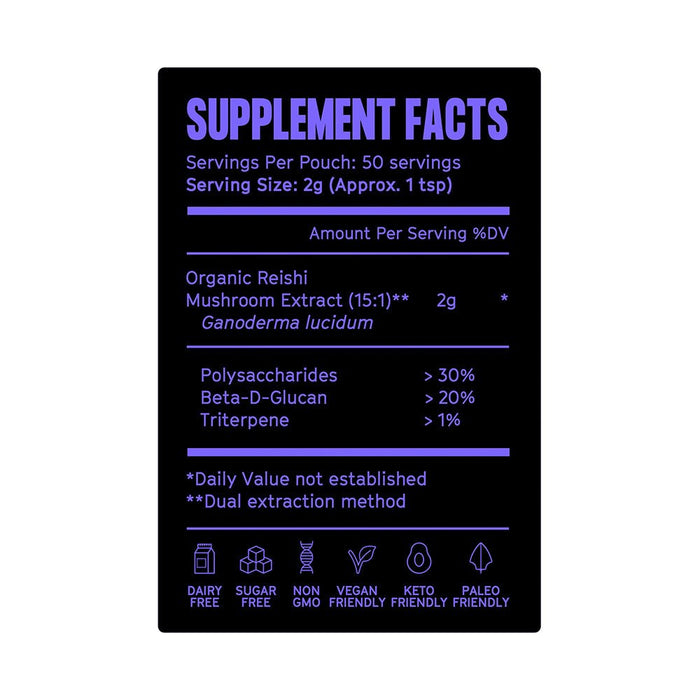 Pure Filth Reishi Mushroom Extract Powder 100g (50 Servings) - Beauty Tribe