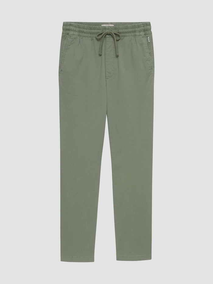 DL1961 boys' Quentin Jogger in sage green 'Mountain Meadow', flat front view with drawstring waist.