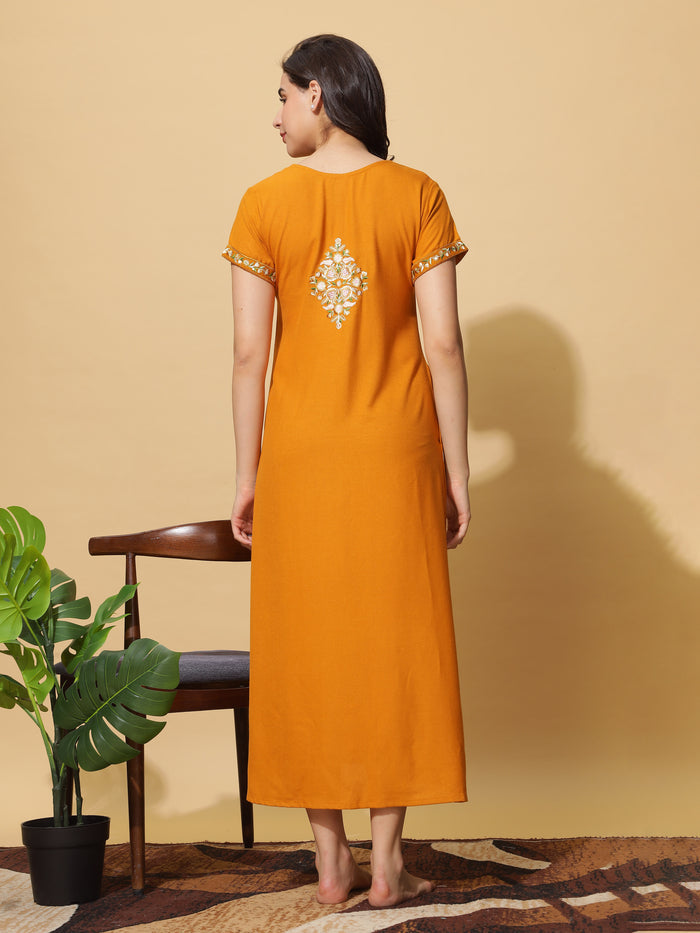 Comfy Mustard Yellow Alpine Nighty for Women