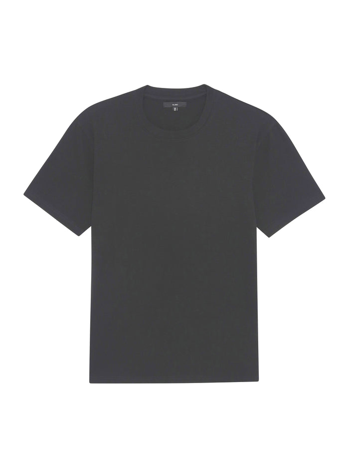 DL1961 men's ribbed crewneck tee in charcoal black 'Black', flat front view.