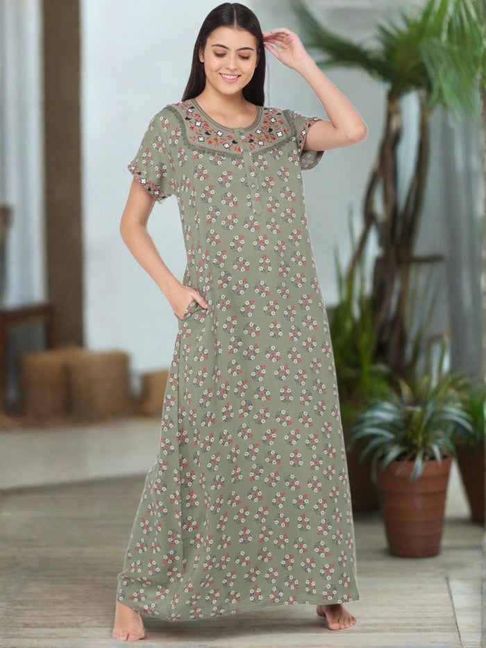 Sage Green Alpine Designer Nighty for Women