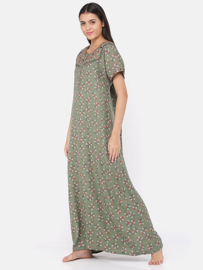 Sage Green Alpine Designer Nighty for Women