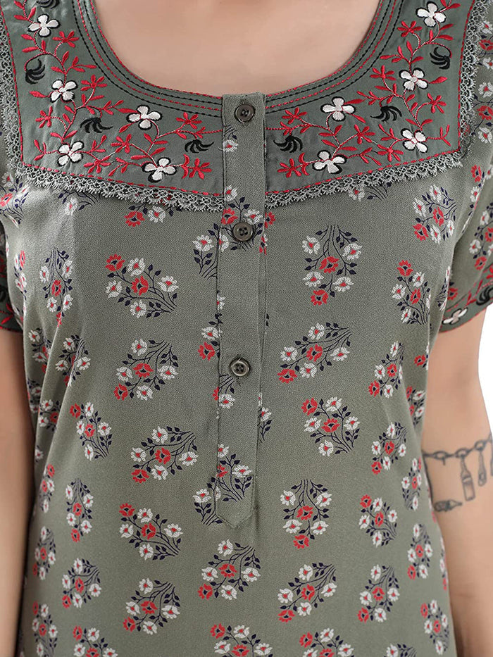 Sage Green Alpine Designer Nighty for Women