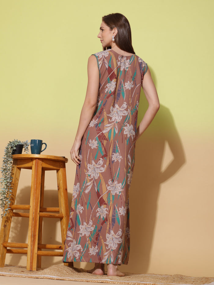Dreamy Tan Sleeveless Alpine Nighty for Women