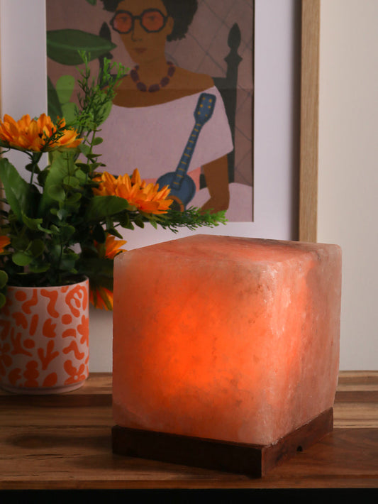 Salt Lamp Cube Shape 2-3kg | One Colour-Image 1