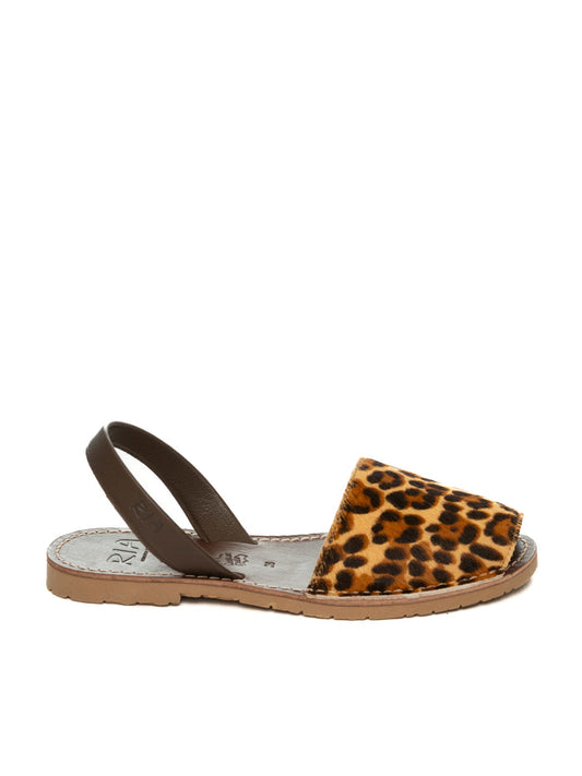 RIA MENORCA sandalo flat pelle argento 20002 JAVA-LEOPARD