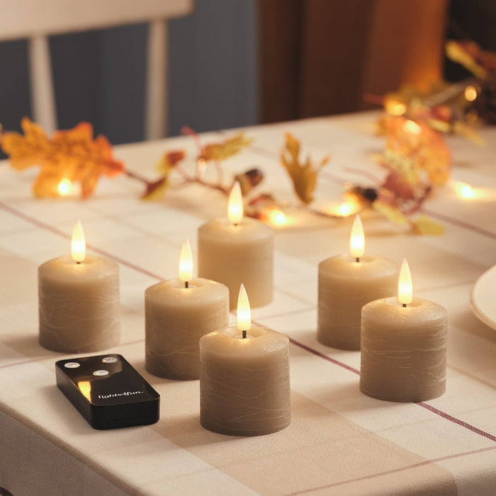 Set of 6 TruGlow® Taupe Distressed LED Votive Candles