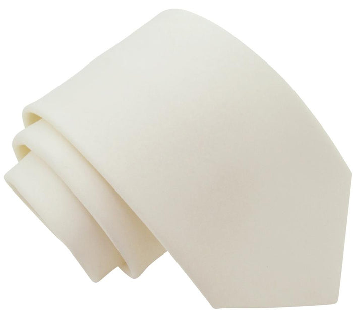 Snowdrop Ivory Boys Tie in plain ivory polyester, ideal for formal childrenswear. Available in self-tie and elasticated styles for ages 5-12.