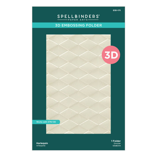 Spellbinders - 3D Embossing Folder - Harlequin. Approx. Size: 5.50 x 8.50 in./13.97 x 21.60 cm. Available at Embellish Away in Bowmanville Ontario Canada.