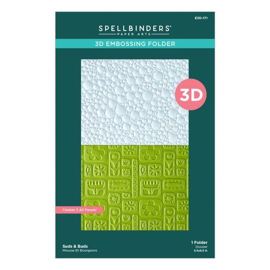 Spellbinders - 3D Embossing Folder - Suds & Buds. Approx. Size: 5.50 x 8.50 in./13.97 x 21.60 cm. Available at Embellish Away in Bowmanville Ontario Canada.