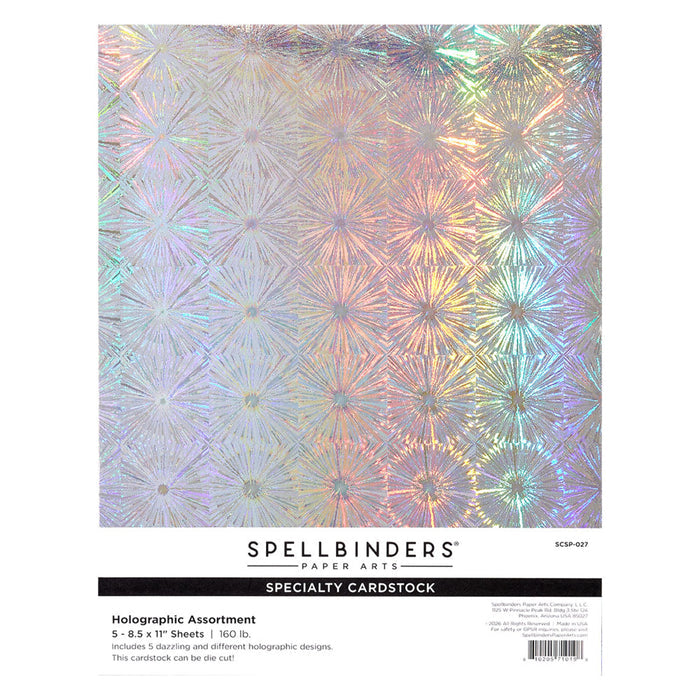 Spellbinders - 8.5"X11" Specialty Cardstock - 11/Pkg - Holographic Assortment. Available at Embellish Away located in Bowmanville Ontario Canada.
