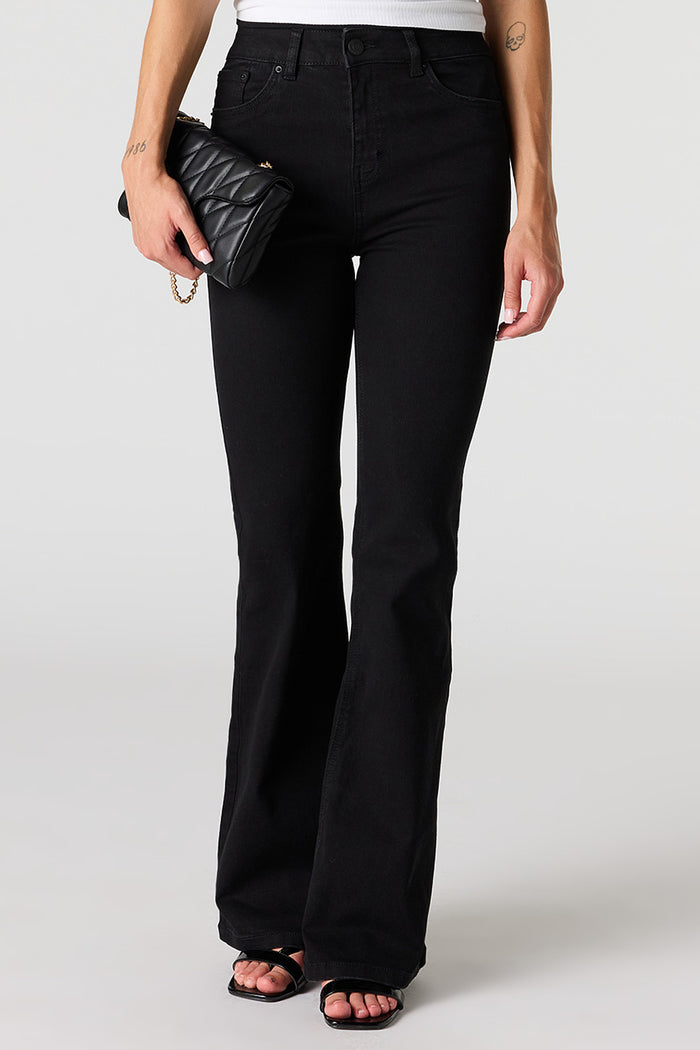 Stretch High Rise Flare Black Jean